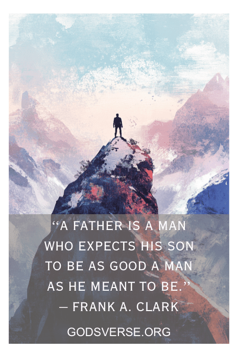 happy fathers day quotes for boyfriend instagram social media - man standing triumphant on mountain peak