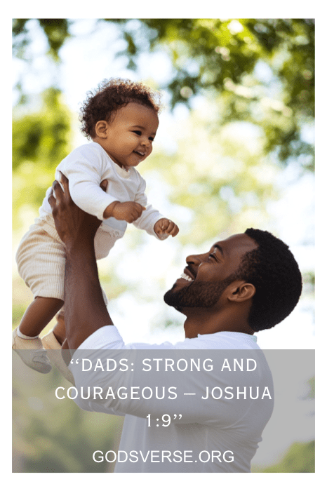 Strong father lifting his child — inspiring Father's Day message for church signs