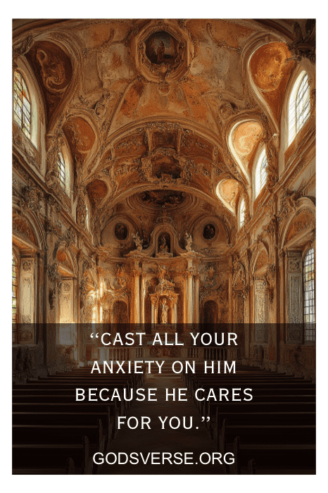 Church interior representing peace and scripture about mental health